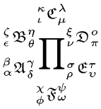 Image of TeX rendering of multiscripts and greek alphabet